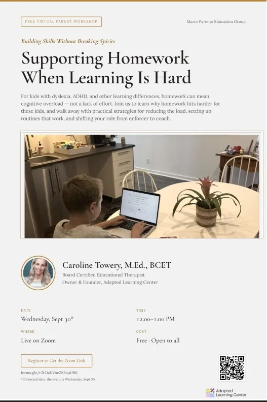 Flyer for Supporting Homework When Learning Is Hard